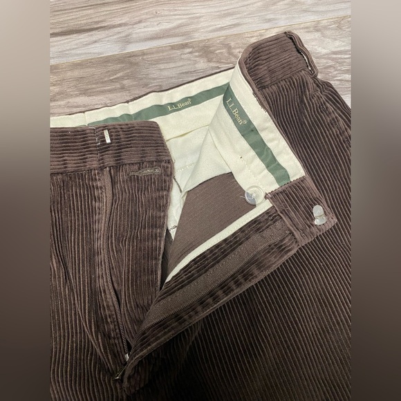 LL Bean Corduroy Pants Mens 36 X 29 Brown Classic Fit Thick Chino Heavy Retro - Picture 4 of 7